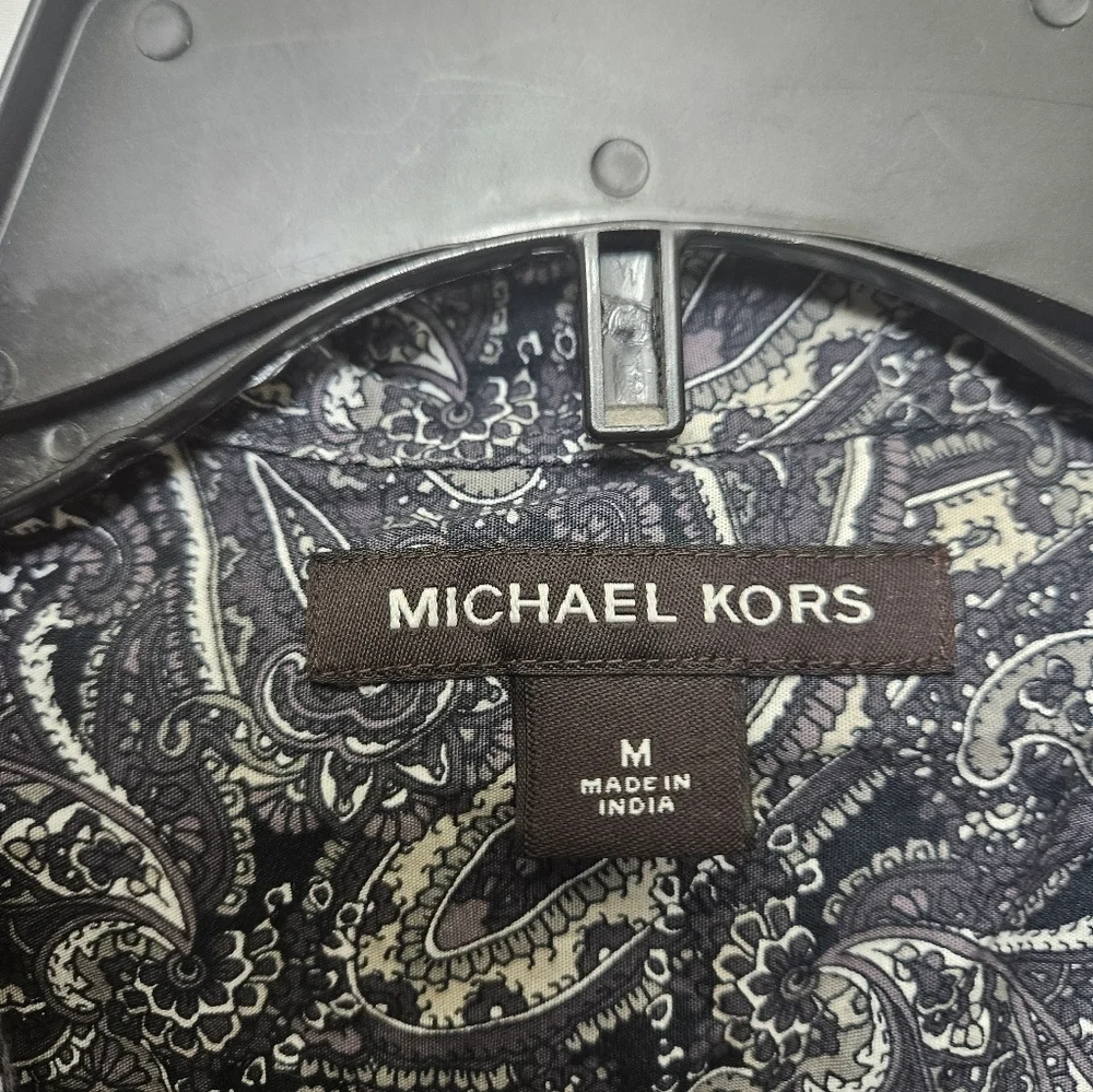 MICHAEL KORS Shirt Mens Paisley Button Up Long Sleeve Woven Cotton!